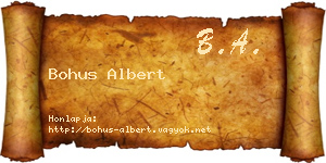 Bohus Albert névjegykártya