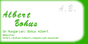 albert bohus business card